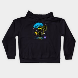 NASA UFO Alien Just Here For The Pizza Graphic Kids Hoodie